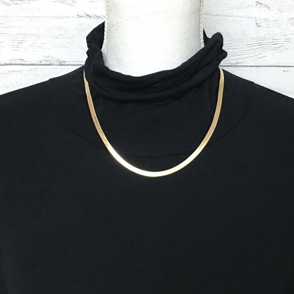 Jewelry - Gold Tone Herringbone Necklace 5mm Fashion Jewelry Layering Necklace 20"